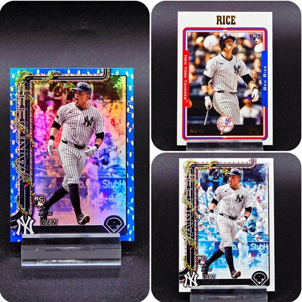 Ben Rice Topps Holiday Metallic Blue Lights RC New York Yankees Star Rookie